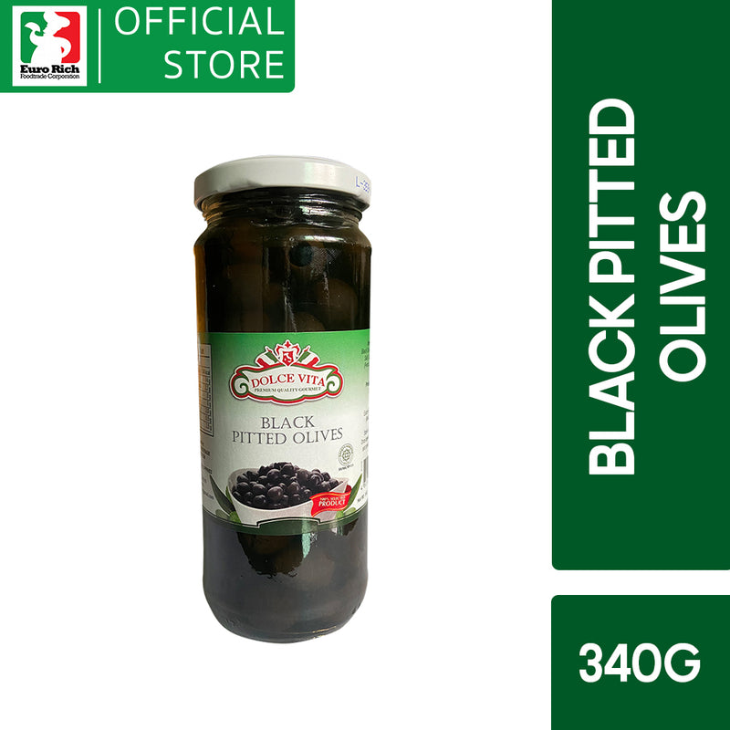 Dolce Vita Black Pitted Olives 340g