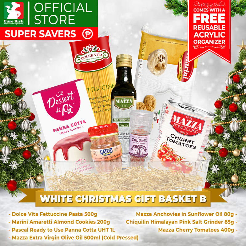 White Christmas Gift Basket B (with FREE Acrylic Organizer)