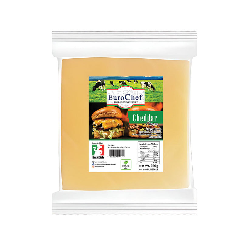 Euro Chef Cheddar Cheese Block 250g (EXPIRY DATE: D/M/Y)