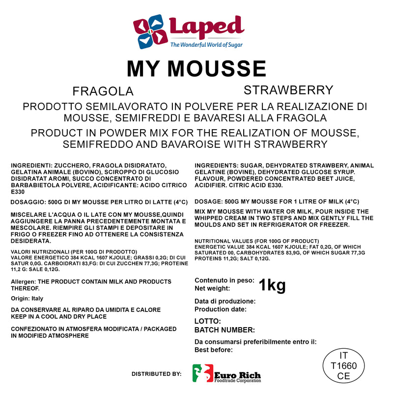 Laped My Mousse Ready To Use Strawberry Mousse Powder 1kg