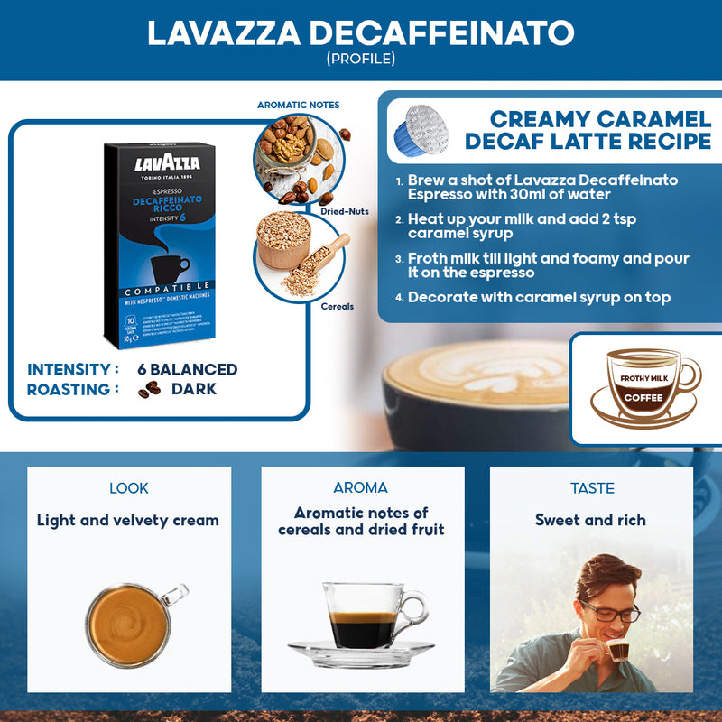 Lavazza Espresso Decaffeinato Ricco (10 Nespresso Compatible Capsules)