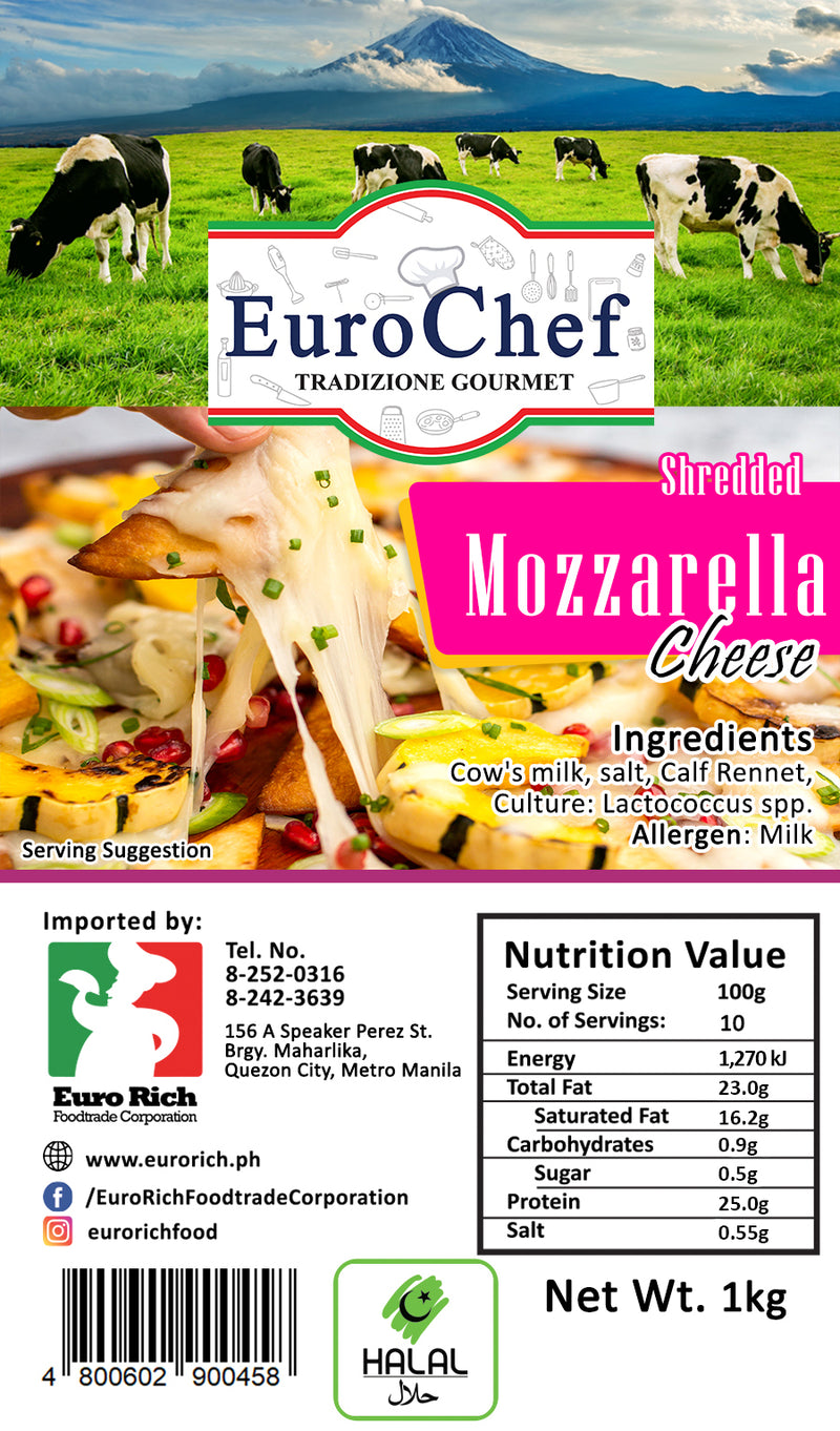 Euro Chef Shredded Mozzarella Cheese 1kg