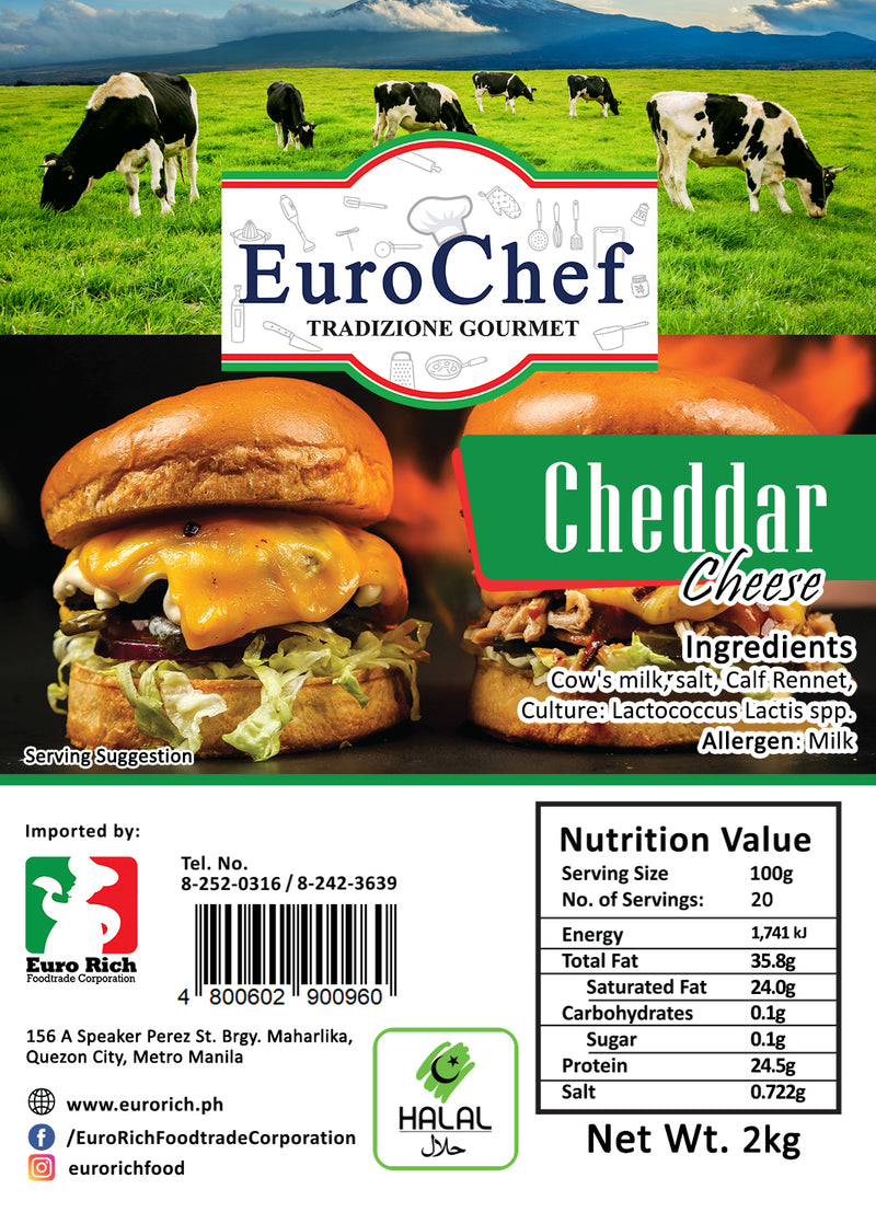 Euro Chef Cheddar Cheese Block 2kg