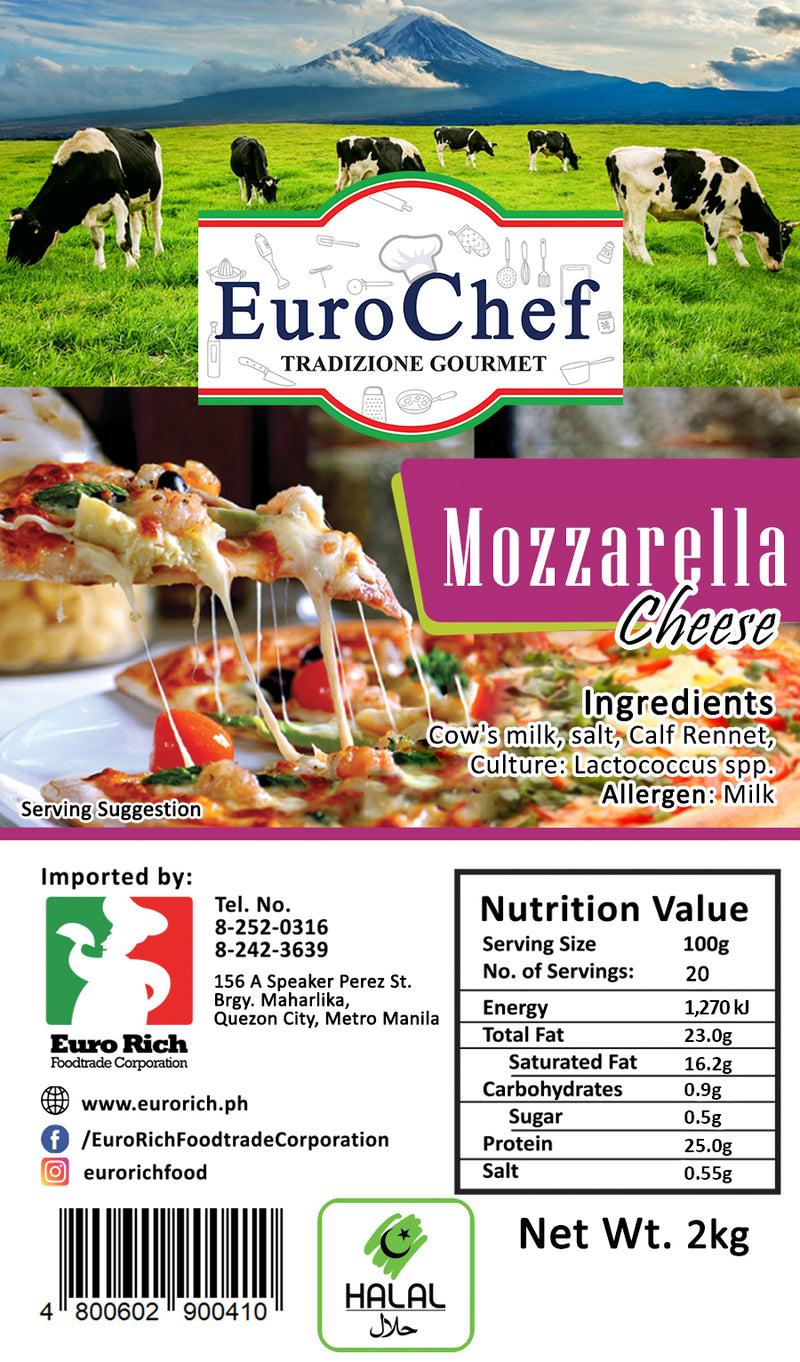 Euro Chef Mozzarella Cheese Block 2kg