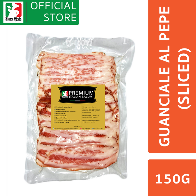 Euro Rich Sliced Guanciale al Pepe (Approx. 150g)