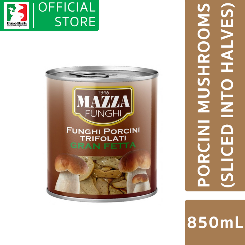Mazza Porcini Gran Feta Mushrooms (sliced into halves) 850ml