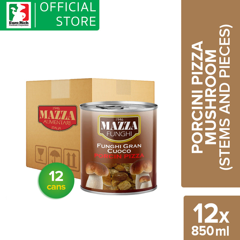 Mazza Porcini Pizza Mushrooms (Stems and pieces) 850ml - WHOLESALE (850ml x 12)