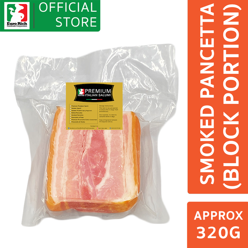 Euro Rich Portion Block Smoked Pancetta (Approx. 300g)