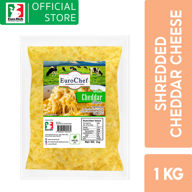 Euro Chef Shredded Cheddar Cheese 1kg