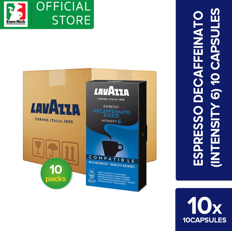 Lavazza Espresso Decaffeinato Ricco (10 Nespresso Compatible Capsules) - WHOLESALE (10 capsules x 10)